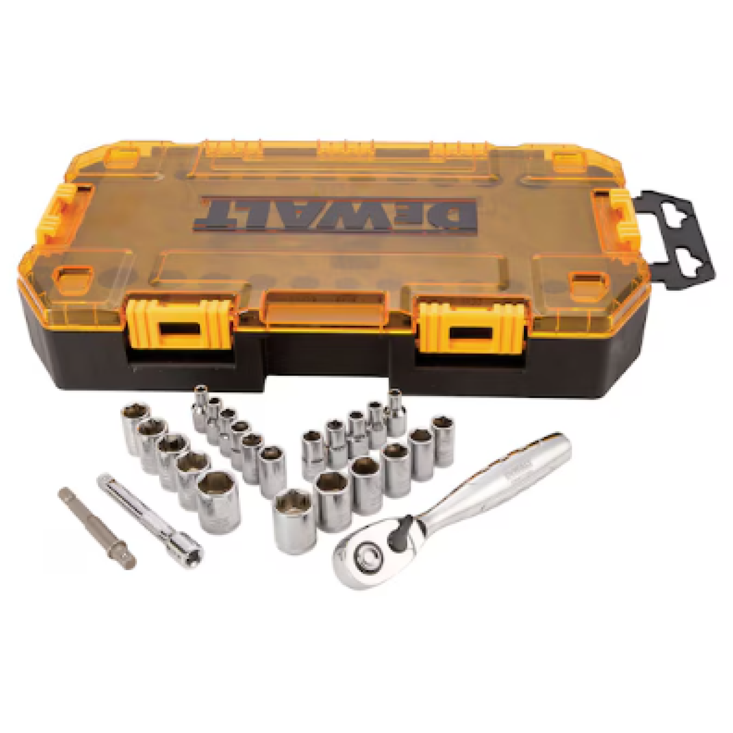 DeWalt 25 PC 1/4 in. Drive Socket Set w/ Rachet, Extension and Adapter. Image 1