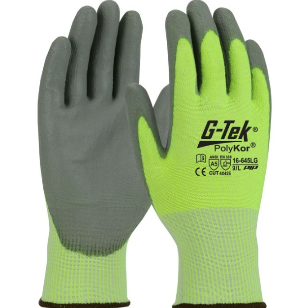 G-Tek PolyKor A5 Cut Blended Glove, Hi Vis Green Image 1