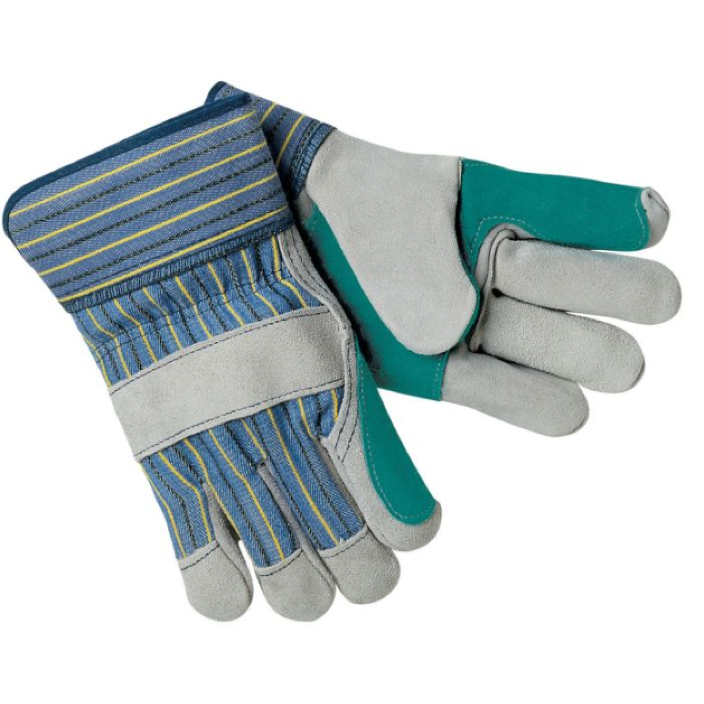 MCR Safety 1411A Double Palm with Plasticized Safety Cuff, Split Leather Work Gloves, Gray, X-Large Image 1