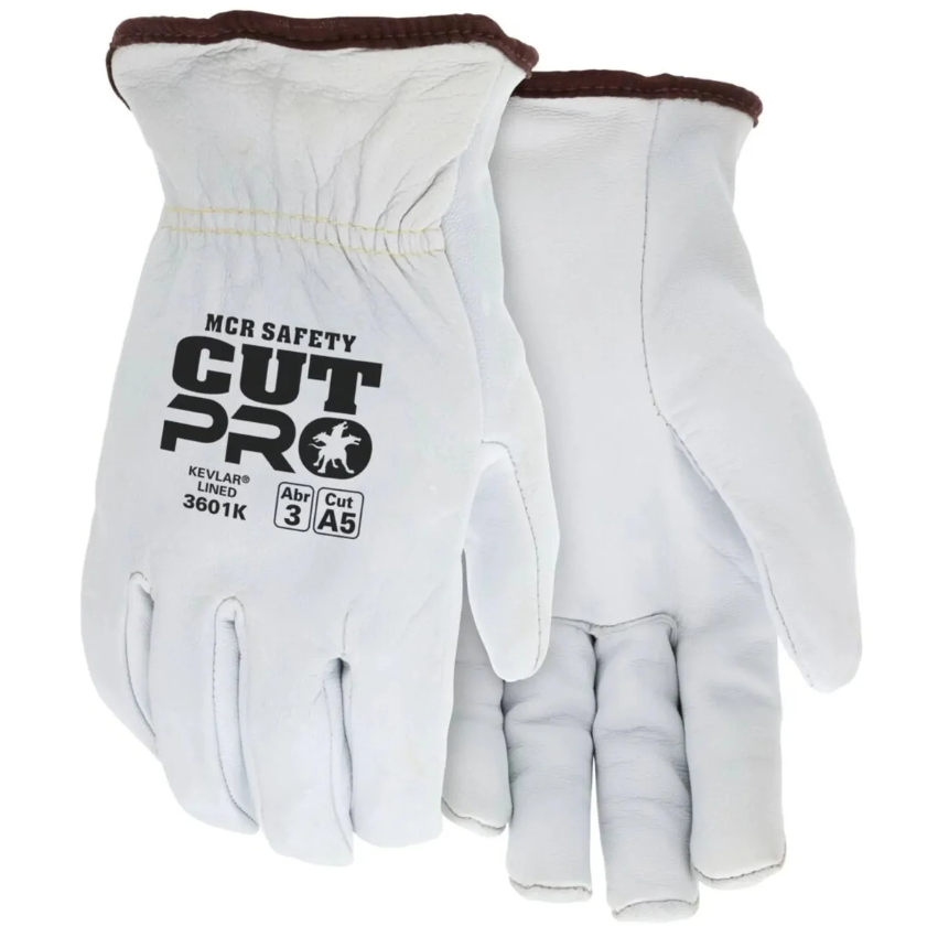 MCR Safety 3601K Premium A Grade Grain Goatskin Leather Drivers Work Gloves, Lined with DuPont™ Kevlar®, X-Large 