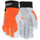 MCR Safety 906DPO Rugged Grain Goatskin with Oragne Cowhide Double Palm Mechanics Work Gloves, Large Image 1