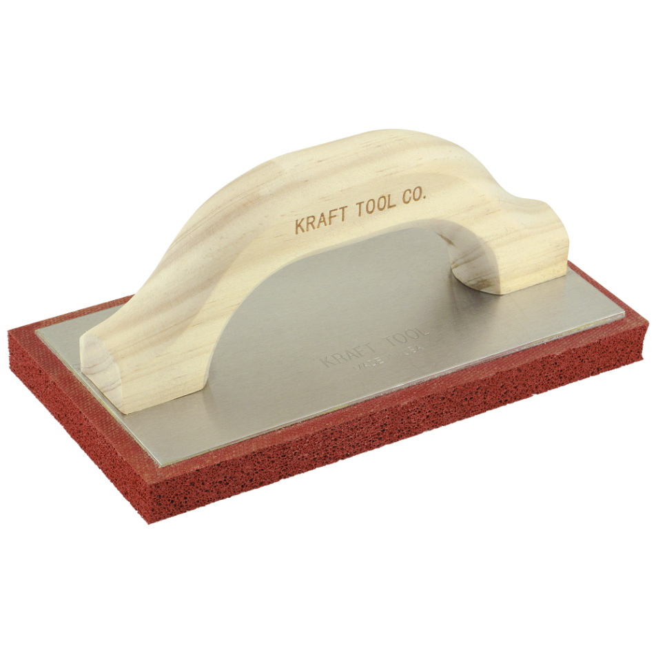 Kraft 8"x4" Fine Cell Red Rubber Float w/ Wood Handle Image 1