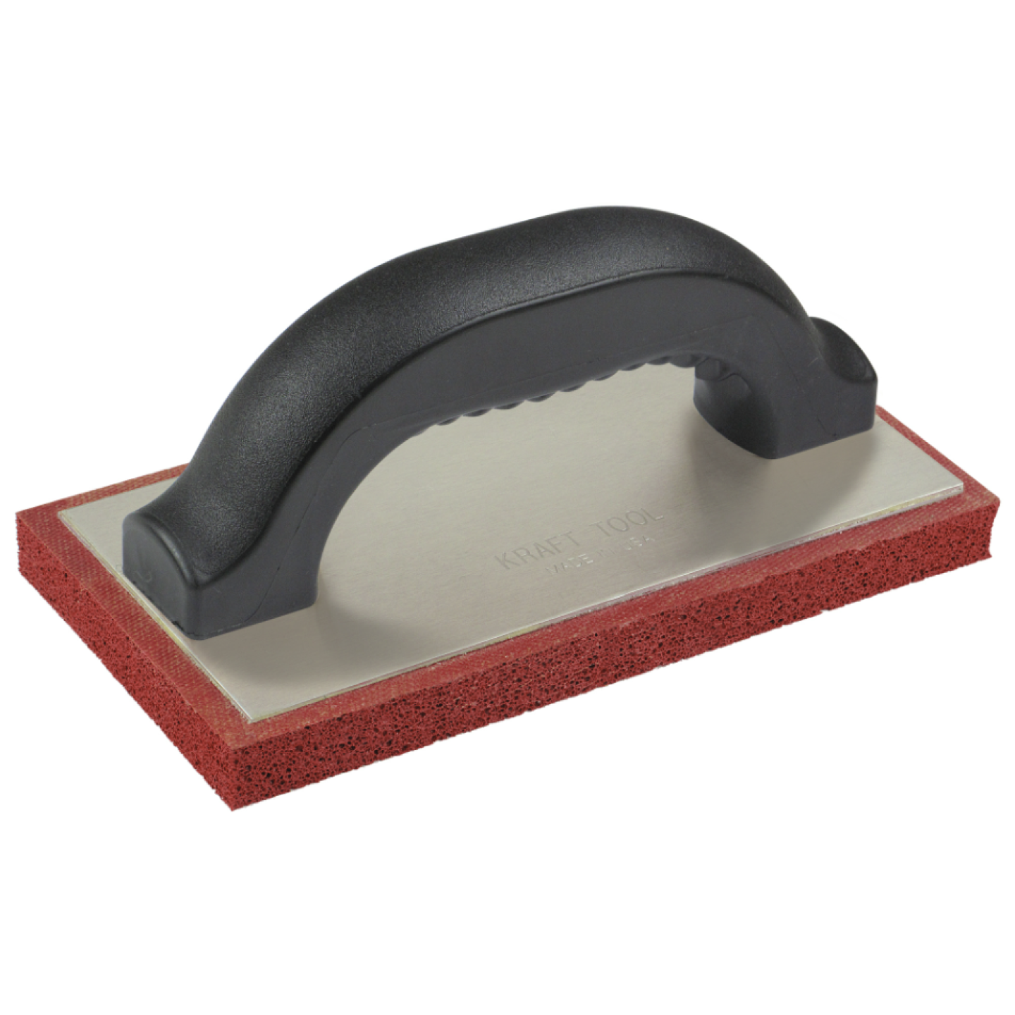 Kraft 8"x5"x1" Coarse Red Rubber Float w/ Plastic Handle Image 1