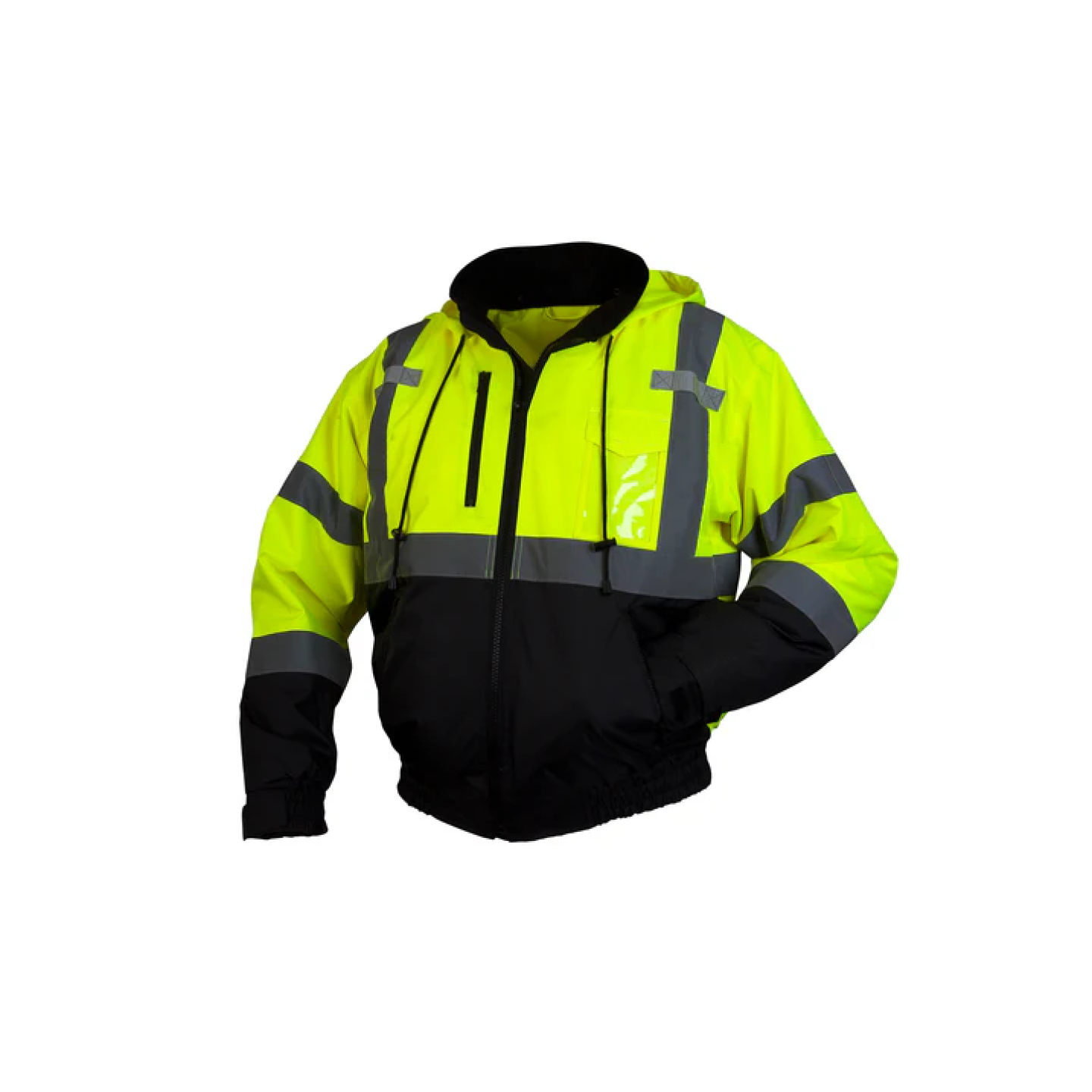 Pyramex Hi-Vis Lime Bomber Jacket, Large Image 1