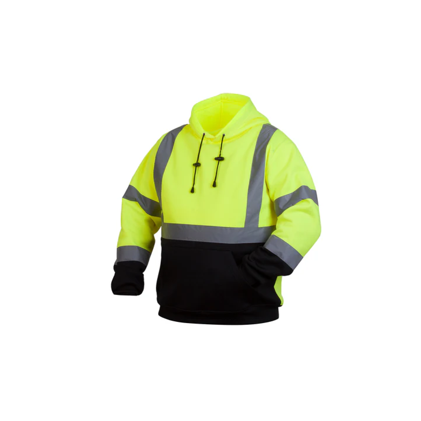 Pyramex Hi-Vis Lime, Pullover Sweatshirt w/ Black Bottom, XXX-Large Image 1