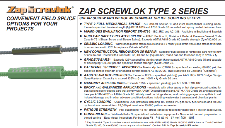 Bar Splice#10 Zap Screwlok, Type 2 Image 3