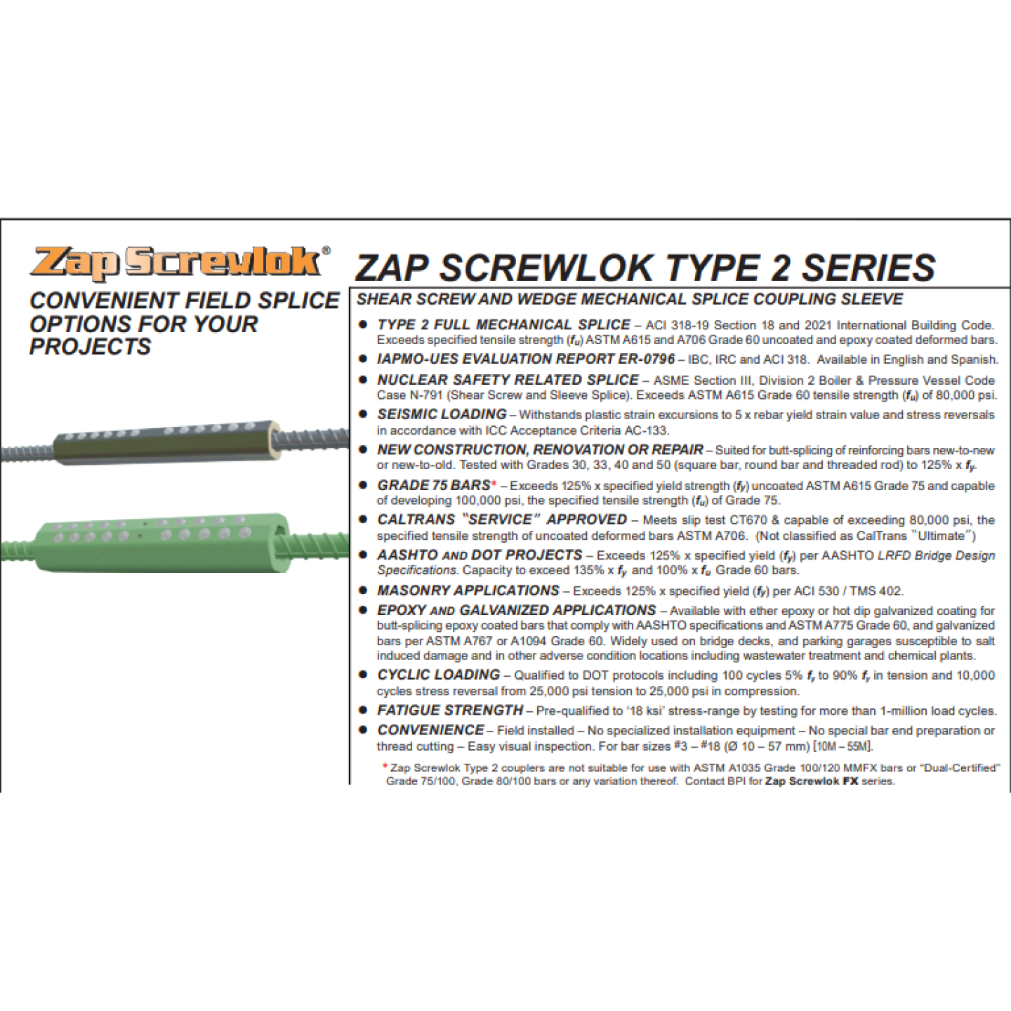 Bar Splice#10 Zap Screwlok, Type 2 Image 3