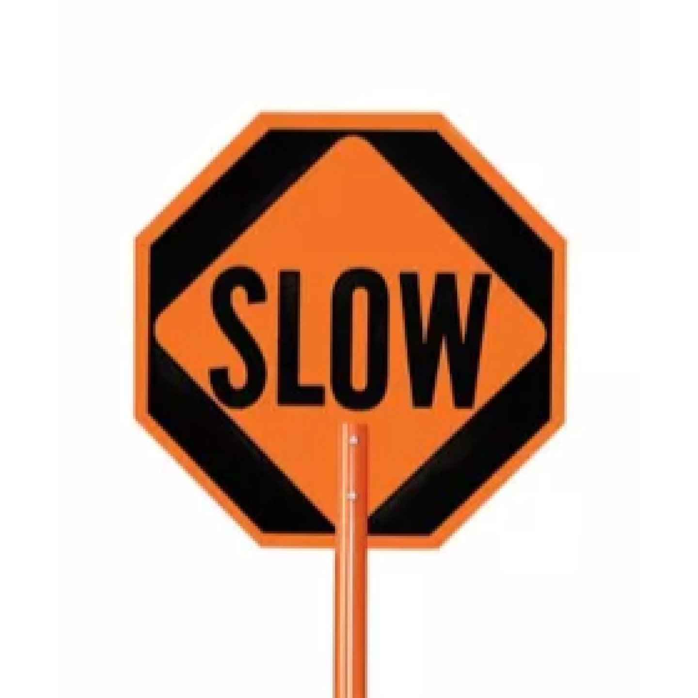 Plasticade® PVC Flagger Pole For STOP/SLOW Signs Spring button 84" Post Height Orange Image 2
