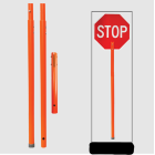 Plasticade® PVC Flagger Pole For STOP/SLOW Signs Spring button 84" Post Height Orange Image 1