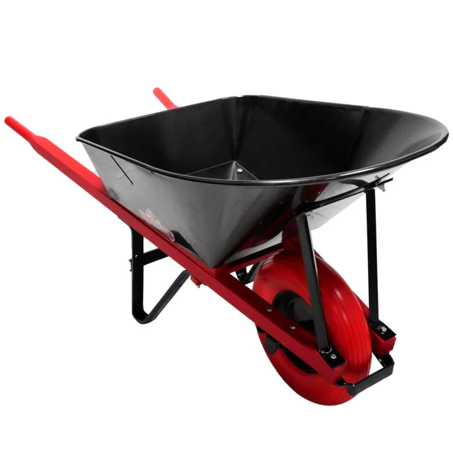 Sterling Steel Tray Wheelbarrow 6Cu. Ft. with Poly-U Flat Free Tire Red Image 1